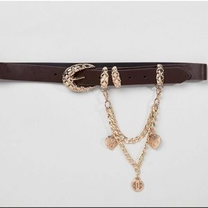 ASOS Faux Leather Belt with Hanging Charms Chain